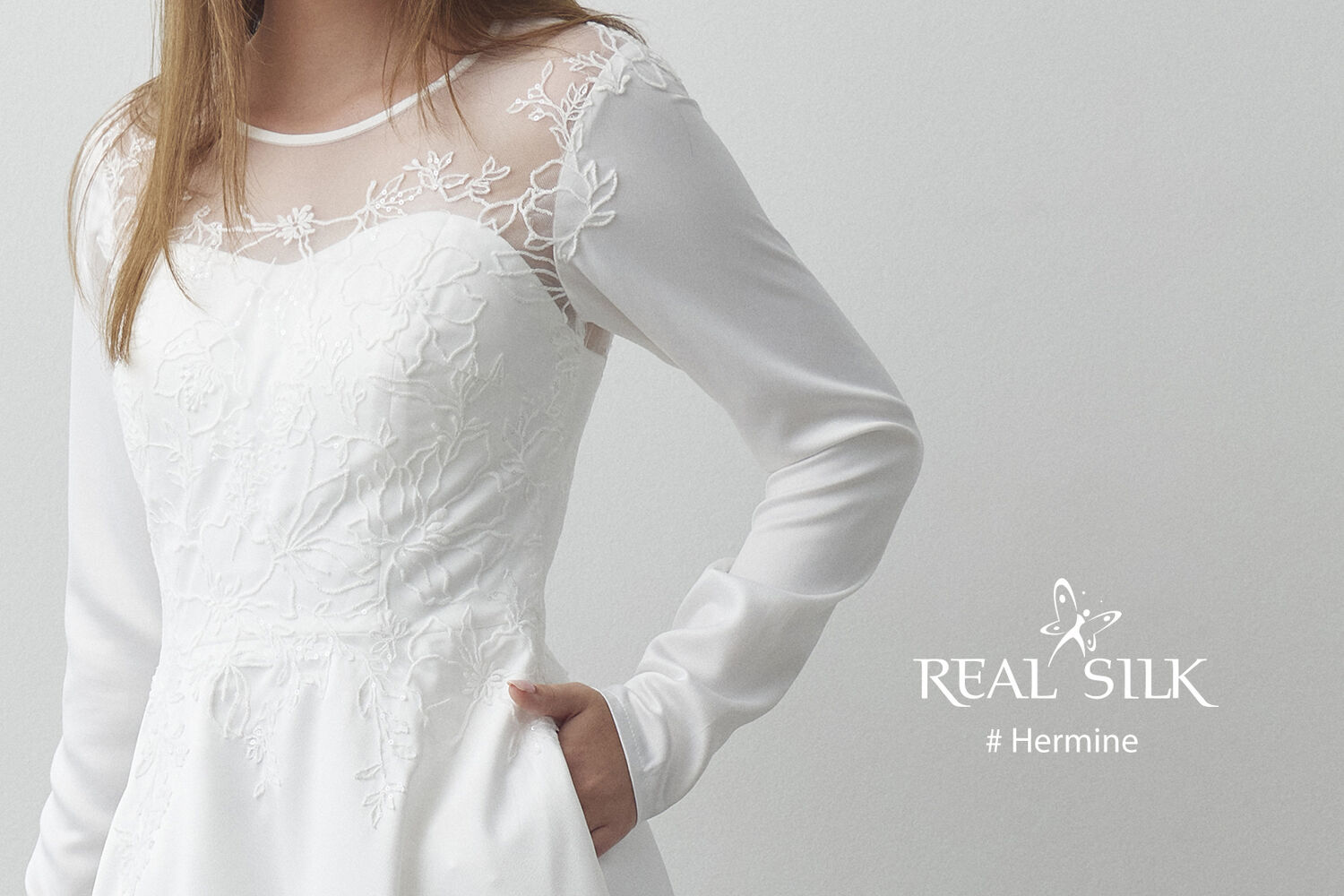 Hermine konfirmationskjole fra Real Silk med blondeoverdel