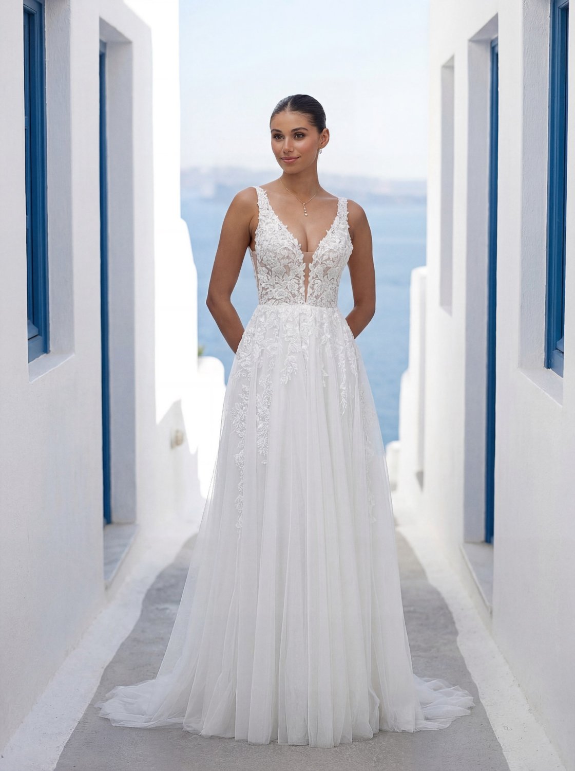 1010096 True A-Line brudekjole fra Mori Lee – helfigur forfra