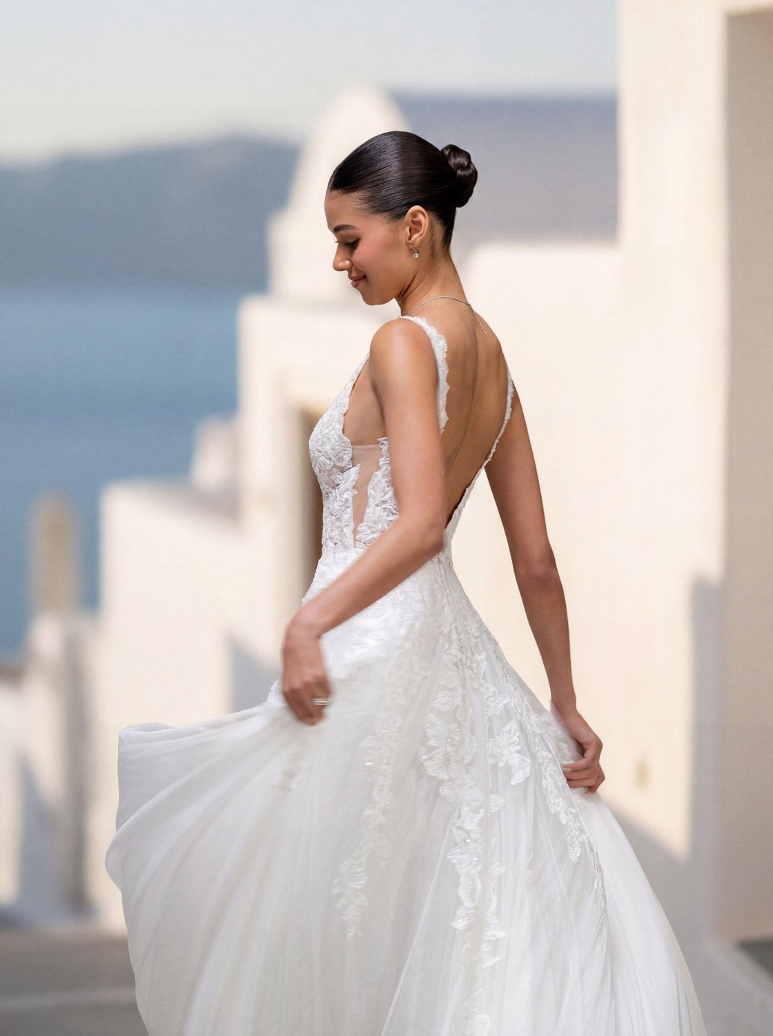 1010096 True A-Line brudekjole fra Mori Lee – ryg og blondeapplikationer