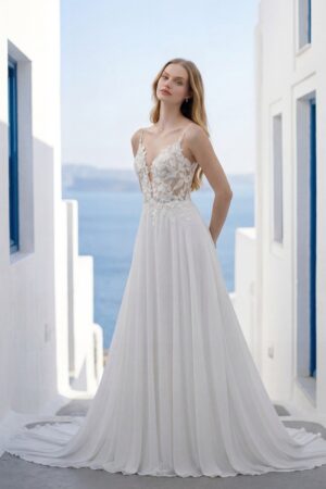 1010097 Thais A-Line brudekjole fra Mori Lee – helfigur forfra